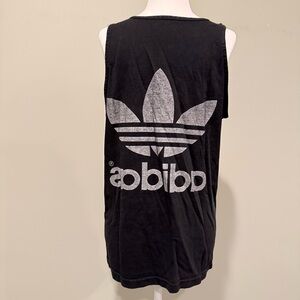 UO Adidas Trefoil Large Logo x Backwards Logo Black Tank Top Tee Shirt M